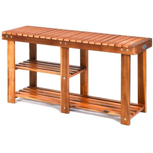3-Tier Wood Shoe Rack, Shoe Bench, Freestanding Boots Organizer Heavy-Duty - Lot 473