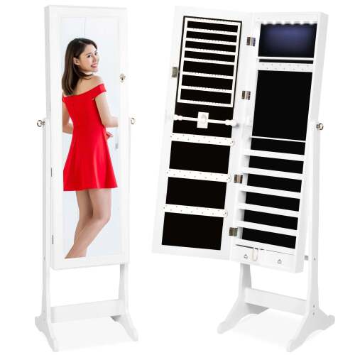6-Tier Standing Jewelry Mirror Armoire w/ LED Lights - Lot 996