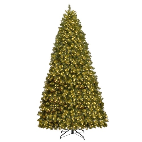 8 ft. Pre-Lit Dense PVC Christmas Tree Spruce Hinged with 880 LED Lights and Stand - Lot 1002