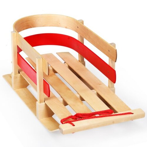 Baby Kids Wooden Sled Solid Seat Toddler Boggan Outdoor Play Snow Toys - Lot 1397