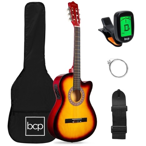 Beginner Acoustic Electric Cutaway Guitar Set w/ Case, Strap - 38in - Lot 2322
