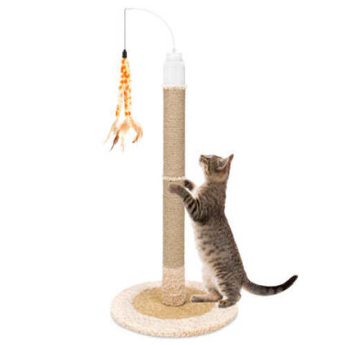40in Electronic Rotating Cat Scratching Post Toy w/ Adjustable Height - Lot 2343