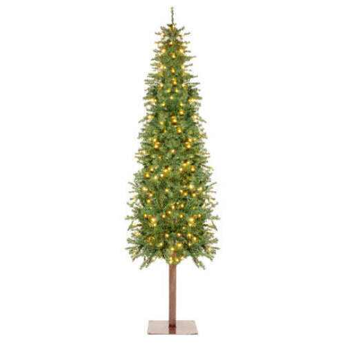 Pre- Lit Artificial Apline Slim Pencil Christmas Tree w/LED Lights, Stand - Lot 2383