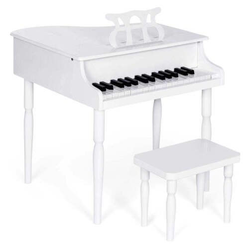 Kids Mini Wooden Grand Piano w/ Lid, Bench, Music Rack, Song Book, Stickers - Lot 2417