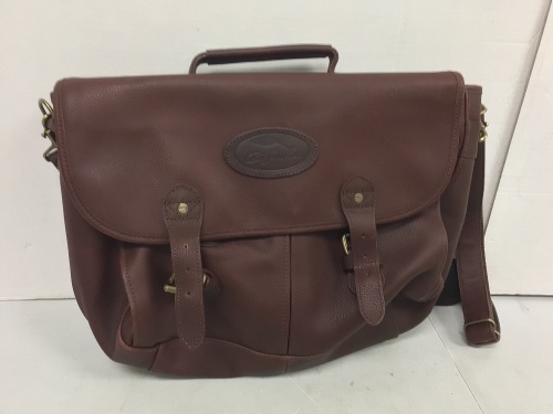 Bob Timberlake Leather Mail Briefcase, Broken Button on Back, E-Commerce Return - Lot 34