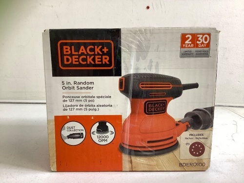 Black & Decker 5-Inch Random Orbit Sander, Powers Up, E-Comm Return - Lot 195