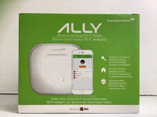 Amped Wireless Ally Whole Home Smart Wifi Router, Powers Up, E-Commerce Return - Lot 200