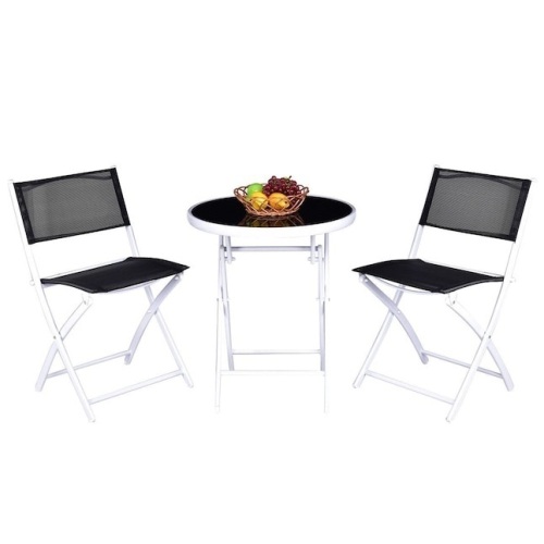3-Piece Metal Outdoor Patio Bistro Sets Folding Table Chair - Lot 118