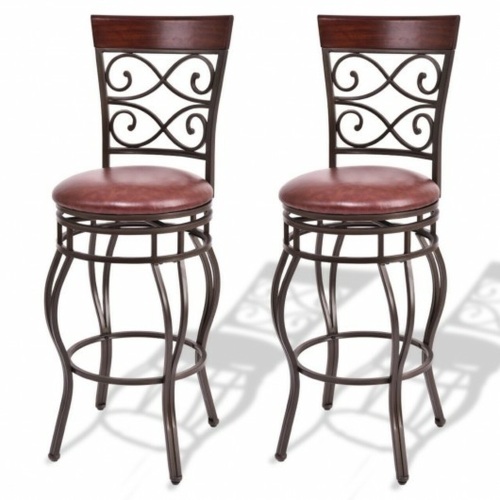 Set of 2 Vintage Bar Stools Swivel Padded Seat - Lot 139