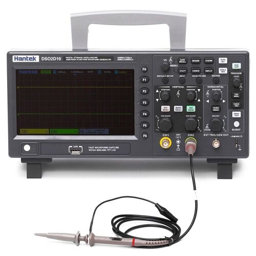 Hantek DSO2D10 Digital Storage Oscilloscope 100MHz Bandwidth 2CH Dual Channel 1GSa/s 8M Memory Depth with 1CH Waveform Generator - Lot 140