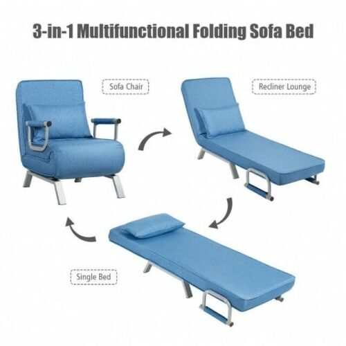 Folding 5 Position Convertible Sleeper Bed Armchair Lounge Couch With Pillow - Lot 155