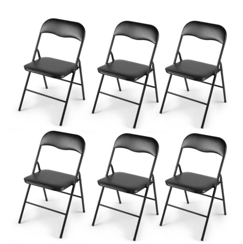 Folding Outdoor Plastic Dining Chairs, Black, 6 Pack   - Lot 174