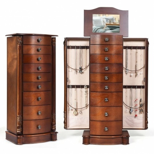 Large Wooden Jewelry Storage Box Organizer - Lot 199