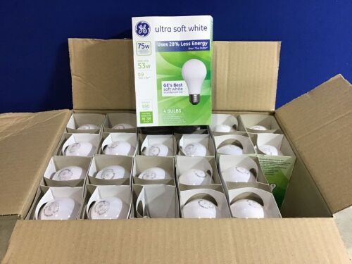 Case of (12) General Electric 75w 4pk Energy Efficient Halogen Light Bulb Soft White - 1 Bulb Missing  - Lot 203