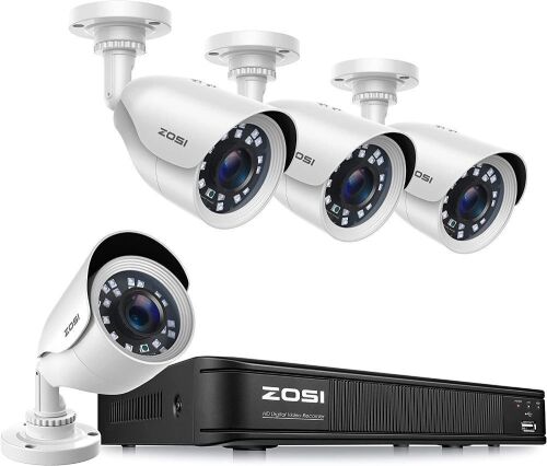 ZOSI H.265+ Full 1080p Home Security Camera System Outdoor Indoor with 4 Bullet Cameras - Lot 238