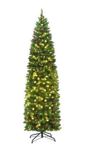 7.5 ft. Pre-Lit LED Pencil Artificial Christmas Tree with 350 Twinkling White Lights - Lot 298