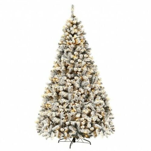 9' Pre-Lit Premium Snow Flocked Hinged Artificial Christmas Tree - Lot 340