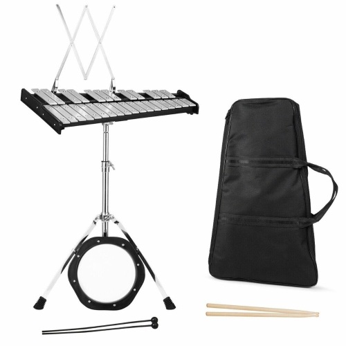 30 Notes Percussion Glockenspiel Bell Kit with Practice Pad Mallets Sticks Stand  - Lot 384