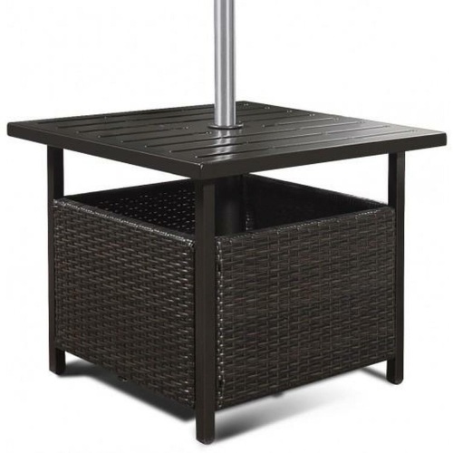 Outdoor Patio Rattan Wicker Steel Side Deck Table  - Lot 394