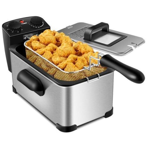 3.2 Quart Electric Deep Fryer 1700W Stainless Steel Timer Frying Basket - Lot 396
