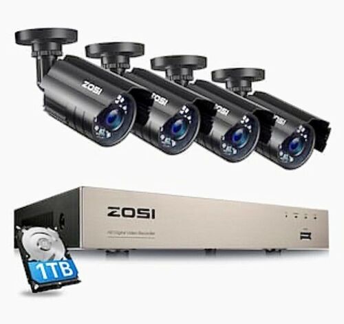 ZOSI 8FN-211B4-10-US 1080p DVR 8 Channel 4 Camera 1TB Surveillance System - Lot 405