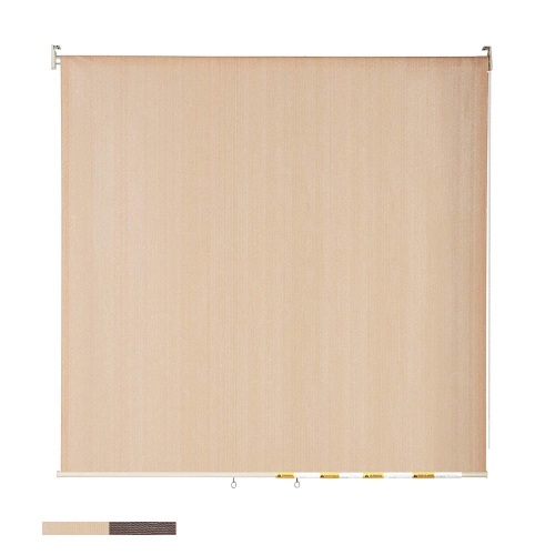 HENG FENG Outdoor Roller Shade Light Filtering UV Protection Privacy for Patio Deck Pergola 6'x6' Sesame   - Lot 480