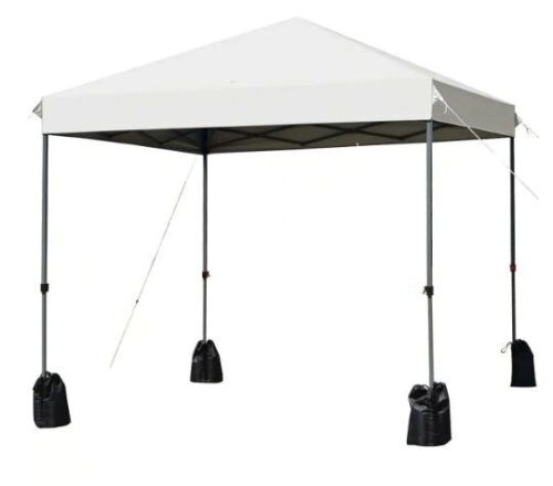 8 ft. x 8 ft. White Pop-Up Canopy Tent Shelter with Sand Bag - Lot 483
