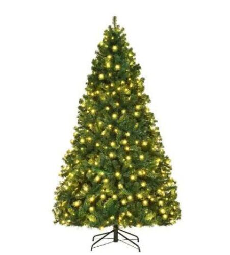7.5 ft. Pre-Lit Hinged PVC Artificial Christmas Tree with 400-LED Lights and Stand - Lot 493
