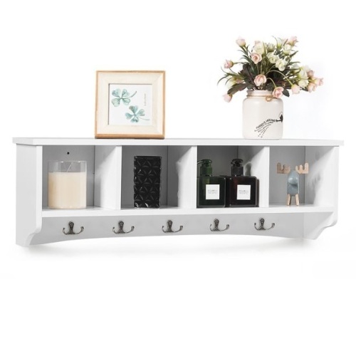 Hanging Entryway Shelf Coat Rack Wall Mounted Storage Cabinets - Lot 523