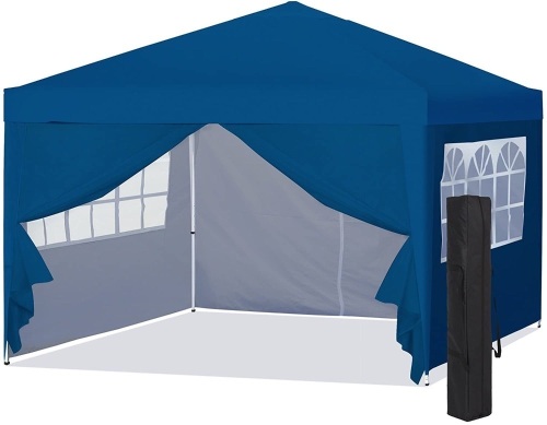 10x10ft Lightweight Portable Instant Pop Up Canopy Shade Shelter Gazebo Tent w/Carry Case and Side Walls, Blue - Lot 547