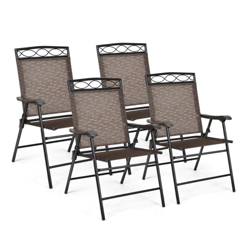 Black Folding Portable Metal Outdoor Dining Chairs, 4 Pack   - Lot 556
