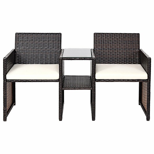 Patio Rattan Conversation Cushioned Seat Sofa Set  - Lot 564