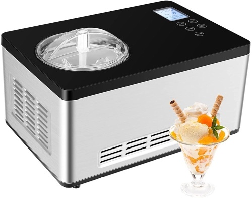 Ice Cream Maker, 2.1-Quart Automatic Countertop Ice Cream Machine with LCD Digital Display, Built-in Compressor, Timer Control, Mixing Bowl - Lot 569
