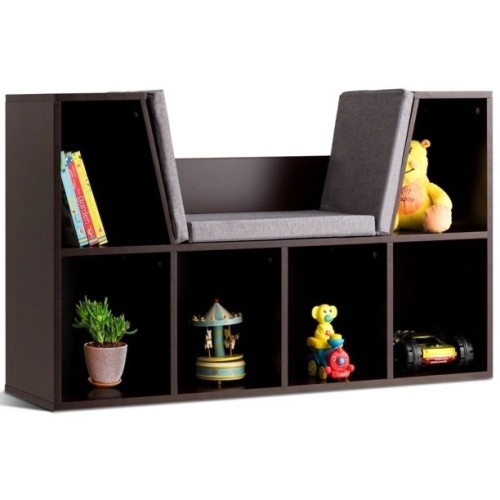 6 Cubby Storage Cabinet Cushioned Bookcase Multi-Purpose Reading Shelf  - Lot 577