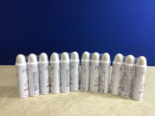 Case of (12) Dove Advanced Care Dry Spray Antiperspirant Deodorant, Caring Coconut, 3.8oz  - Lot 692