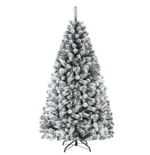 6 ft. Unlit Premium Snow Flocked Hinged Artificial Christmas Tree with Metal Stand - Lot 734