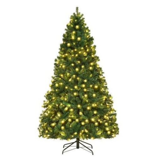 7.5 ft. Pre-Lit Hinged PVC Artificial Christmas Tree with 400-LED Lights and Stand - Lot 736