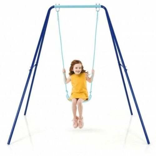 Kids Swing Set with Heavy Duty Metal A-Frame and Ground Stakes - Lot 751