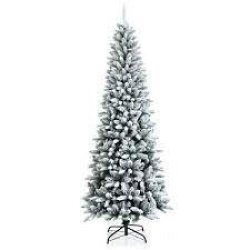 7.5' Snow Flocked Artificial Christmas Pencil Tree  - Lot 752