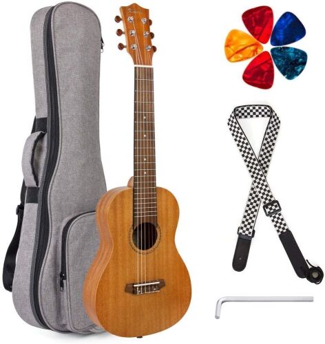 Kmise 31" Guitarlele Mini Travel Guitar Ukulele Mahogany with Gig Bag Tuner Picks Strap - Lot 768