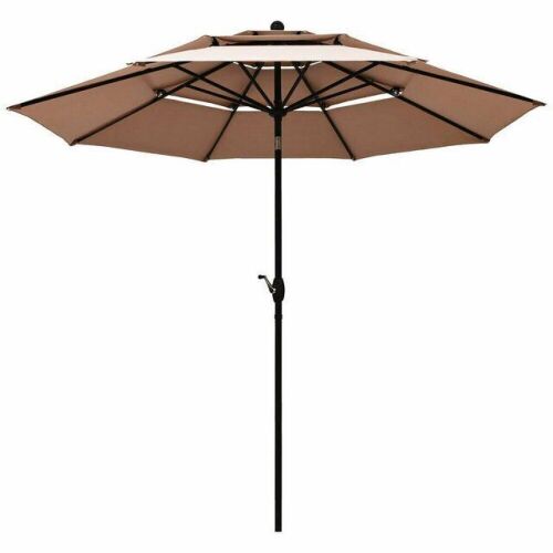 10Ft 3 Tier Patio Umbrella Aluminum Sunshade Shelter Double Vented - Lot 770