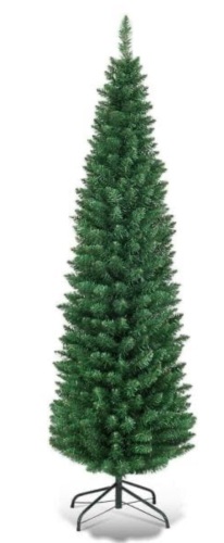 6 ft. PVC Unlit Artificial Slim Pencil Christmas Tree with Stand - Lot 812