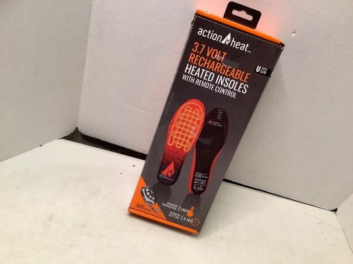 Action Heat 3.7 Volt Rechargeable Heated Insoles, Medium, Powers Up, Ecommerce Return - Lot 498