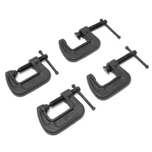 Heavy-Duty Cast Iron C-Clamps with 1-Inch Jaw Opening and 0.8-Inch Throat, 4 Pack - Lot 92