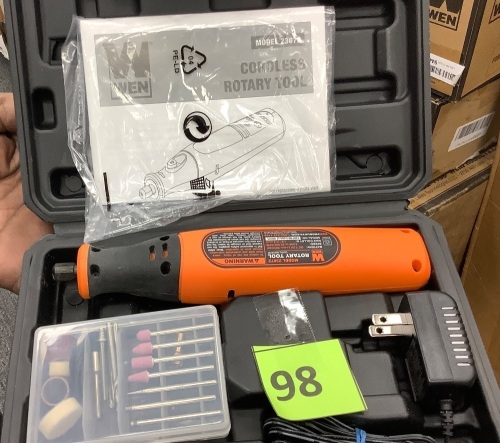 Variable Speed Lithium-Ion Cordless Rotary Tool Kit with 24-Piece Accessory Set, Charger, and Carrying Case - Lot 98