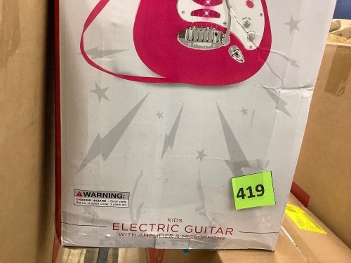 Kids Electric Guitar Toy Play Set w/ 6 Songs, Microphone, Amp - Lot 419