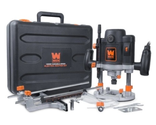 WEN RT6033 15-Amp Variable Speed Plunge Woodworking Router Kit w/ Carrying Case & Edge Guide - Lot 445