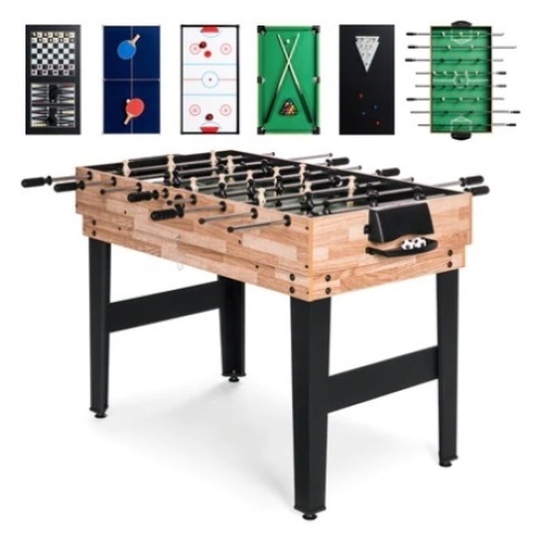 10-in-1 Combo Game Table Set w/ Pool, Foosball, Ping Pong, & Chess, 2x4ft - Lot 457