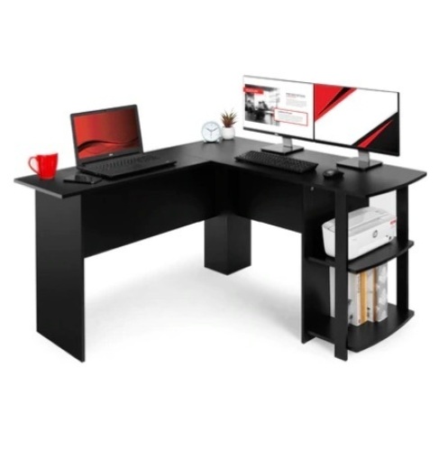L-Shaped Corner Computer Office Desk, Black - Lot 464