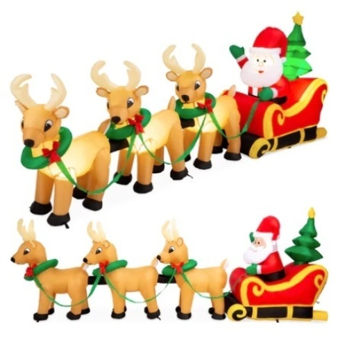 Lighted Inflatable Santa Claus & Reindeer Christmas Decoration, 9ft - Lot 474